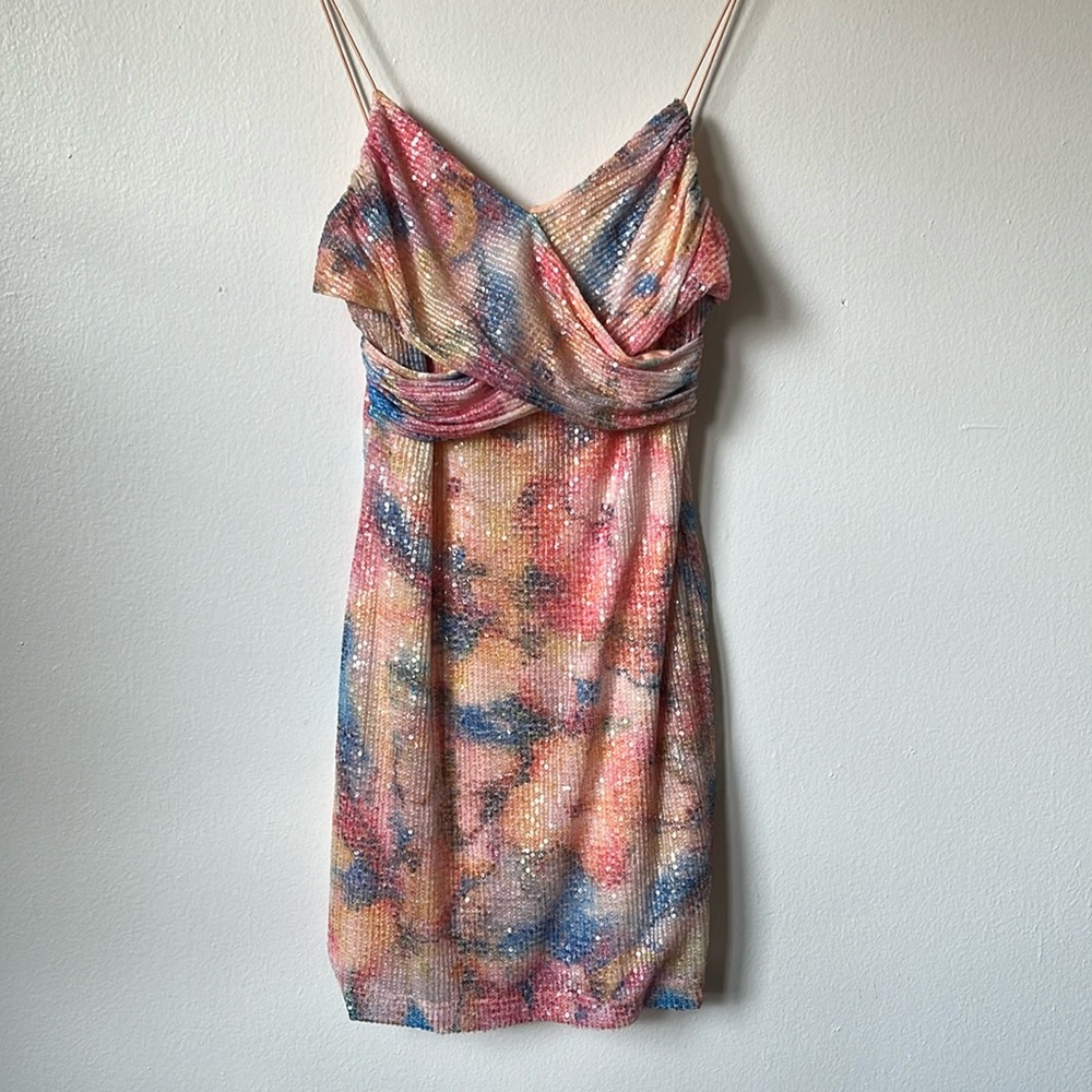 Guess Multi-Color Sequin Mini Dress Size 4 Excellent Condition